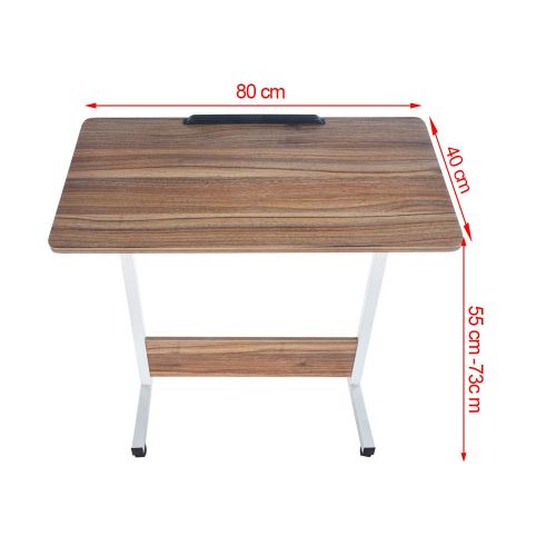  JOFOW Snack Table Sofa Couch Coffee End Table Bed Side Table Laptop Desk for Home Office Portable Height Adjustable (White, 1PC)