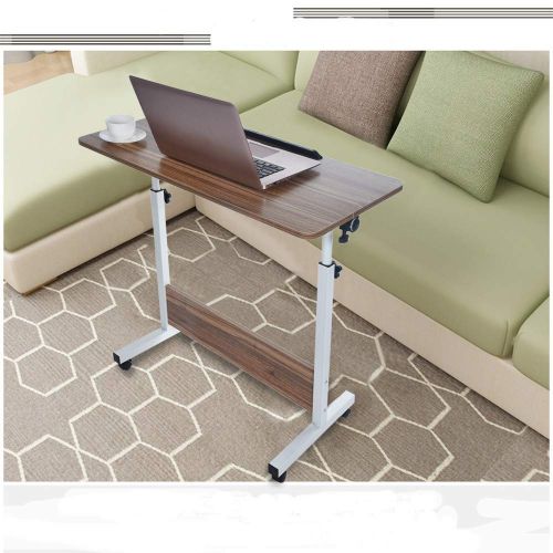  JOFOW Snack Table Sofa Couch Coffee End Table Bed Side Table Laptop Desk for Home Office Portable Height Adjustable (White, 1PC)