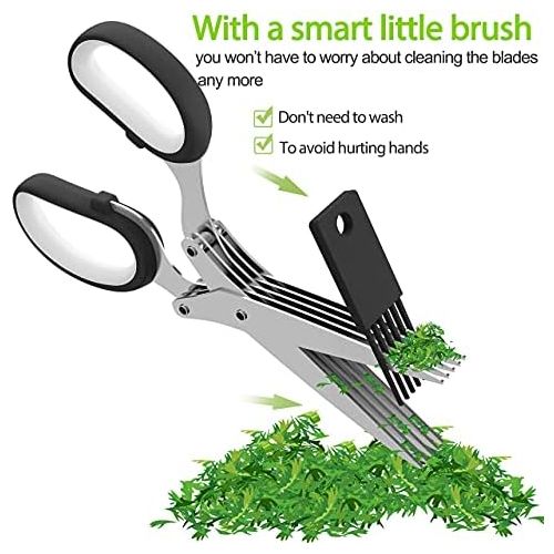  [아마존베스트]JOFUYU Herb Scissors Set - Multipurpose Cutting Shears with 5 Stainless Steel Blades - Ideal for Cutting Salad, Vegetables, Basil, Parsley, Cilantro - Sharp and Easy to Use - Dishwasher S