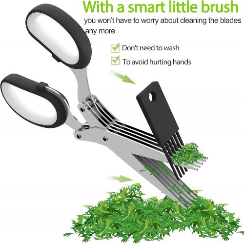  [아마존베스트]JOFUYU Herb Scissors Set - Multipurpose Cutting Shears with 5 Stainless Steel Blades - Ideal for Cutting Salad, Vegetables, Basil, Parsley, Cilantro - Sharp and Easy to Use - Dishwasher S