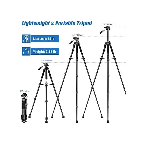  JOILCAN Tripod Camera Tripods, 74