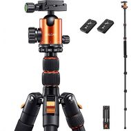 JOILCAN 81” Tripod, Aluminum Camera Tripod for DSLR, Compact Tripod Monopod 360° Panorama Ball Head with 2 Quick Release Plates, 16.5” When Folded, 25 lbs Loads -Orange