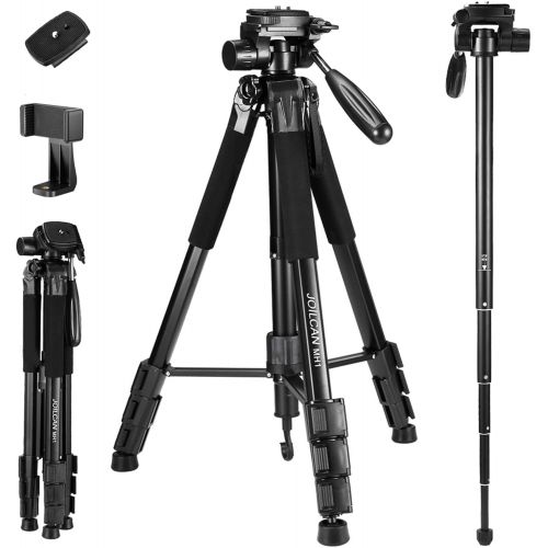  JOILCAN 72-Inch Camera/Phone Tripod, Aluminum Tripod Travel Monopod Full Size for DSLR with 2 Quick Release Plates,Universal Phone Mount and Convenient Carrying Case Ideal for Travel and W