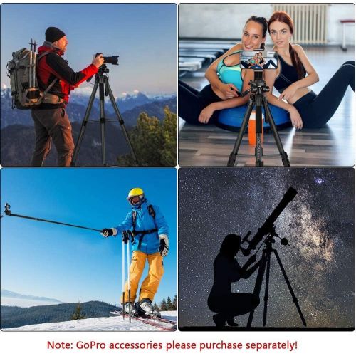  JOILCAN 72-Inch Camera/Phone Tripod, Aluminum Tripod Travel Monopod Full Size for DSLR with 2 Quick Release Plates,Universal Phone Mount and Convenient Carrying Case Ideal for Travel and W