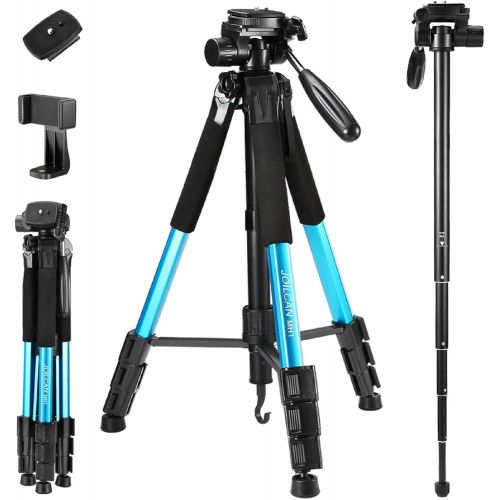  JOILCAN 72-Inch Camera/Phone Tripod, Aluminum Tripod Travel Monopod Full Size for DSLR with 2 Quick Release Plates,Universal Phone Mount and Convenient Carrying Case Ideal for Travel and W