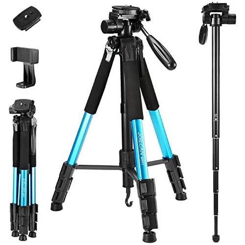  JOILCAN 72-Inch Camera/Phone Tripod, Aluminum Tripod Travel Monopod Full Size for DSLR with 2 Quick Release Plates,Universal Phone Mount and Convenient Carrying Case Ideal for Travel and W