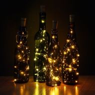 JOJOO Set of 4 Warm White Wine Bottle Cork Lights - 32inch/ 80cm 15 LED Copper Wire Lights String Starry LED Lights for Bottle DIY, Party, Decor, Christmas, Halloween, Wedding or M