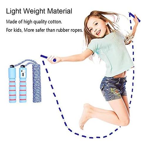  [아마존베스트]JOJOR Childrens skipping rope cotton with counter and comfortable and non-slip handles, ideal for fitness, sports, outdoors.