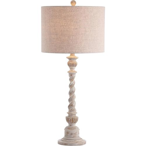  JONATHAN Y JYL3031A Regent 33 Rustic Resin Table Lamp, White Wash