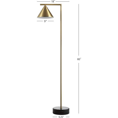  JONATHAN Y JYL3062A Chelsea 60 MetalMarble Cone Shade Floor Lamp, Brass GoldBlack