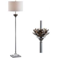 JONATHAN Y JYL2032A Floor Lamp, 15.0 x 59.0 x 15.0, Smoke GrayChrome with White Shade