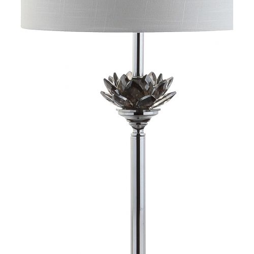  JONATHAN Y JYL2032A Floor Lamp, 15.0 x 59.0 x 15.0, Smoke GrayChrome with White Shade