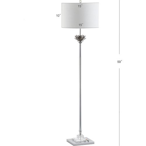  JONATHAN Y JYL2032A Floor Lamp, 15.0 x 59.0 x 15.0, Smoke GrayChrome with White Shade