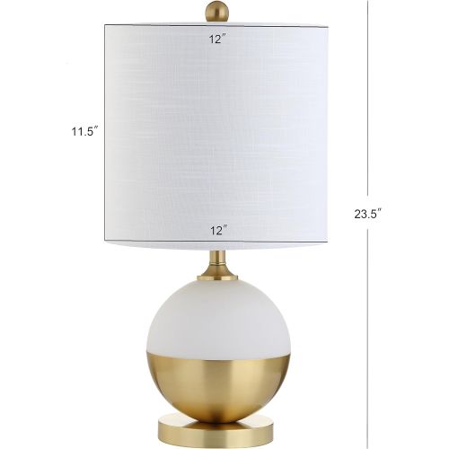  JONATHAN Y Jonathan Y JYL5005A Table Lamp, 12 x 23.5 x 12, WhiteBrass with White Shade