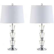 JONATHAN Y JYL2044A-SET2 Layla 27 Crystal Table Lamp (Set of 2), Clear with White Shade