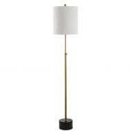 JONATHAN Y JYL6004A Floor Lamp, 13 x 13 x 66, Brass Gold/Black with White Shade