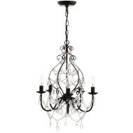 JONATHAN Y JYL9016A Maura 5-Light Crystal/Metal Chandelier, 17 x 98.5 x 17, Black/Clear