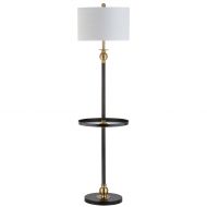 JONATHAN Y Joanthan Y JYL3002A End Table Floor Lamp, 16 x 61 x 16, Black/Gold with White Shade