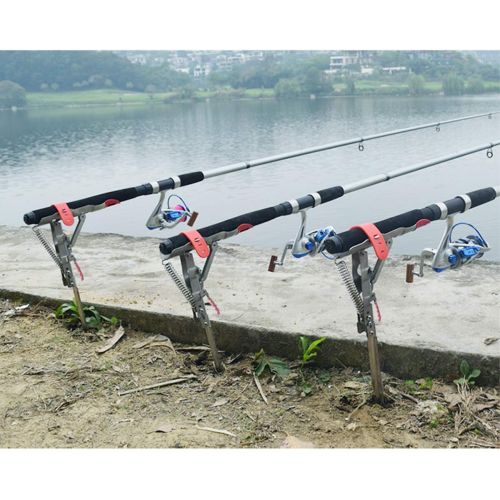  JOOJA Stainless Steel Rod Stand - Automatic Spring Fishing Rod Holder - High Sensitivity - 2 Pack