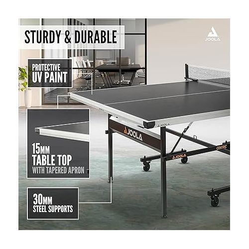  JOOLA Professional Table Tennis Table with Quick Clamp Ping Pong Net and Post Set - 10 Minute Easy Assembly - Foldable Ping Pong Table with Single Player Playback Mode