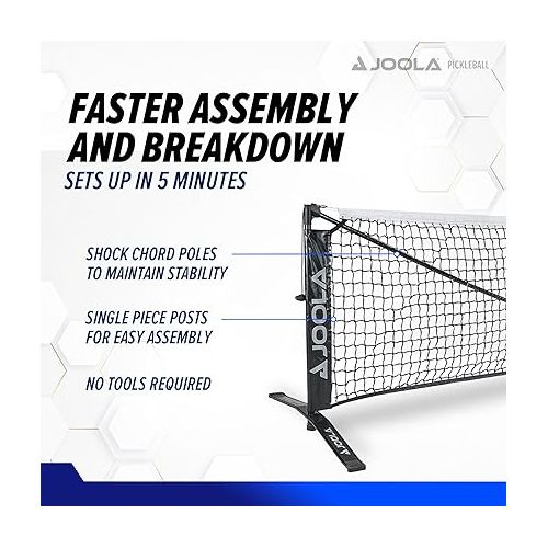  JOOLA Symmetry Portable Pickleball Net - Regulation Size Indoor & Outdoor Pickleball Net - Easily Set up Your Pickleball Court, 3 Minute Assembly - Tension Lock System for Height Accuracy - 22ft Long