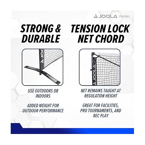  JOOLA Symmetry Portable Pickleball Net - Regulation Size Indoor & Outdoor Pickleball Net - Easily Set up Your Pickleball Court, 3 Minute Assembly - Tension Lock System for Height Accuracy - 22ft Long