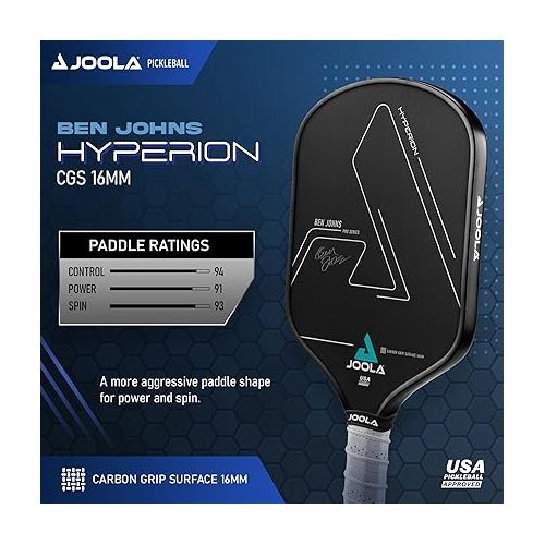  JOOLA Ben Johns Hyperion CGS Pickleball Paddle - Textured Carbon Grip Surface Technology for Spin & Control with Added Power - Polypropylene Honeycomb Core Pickleball Racket