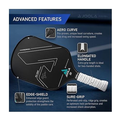  JOOLA Ben Johns Hyperion CGS Pickleball Paddle - Textured Carbon Grip Surface Technology for Spin & Control with Added Power - Polypropylene Honeycomb Core Pickleball Racket