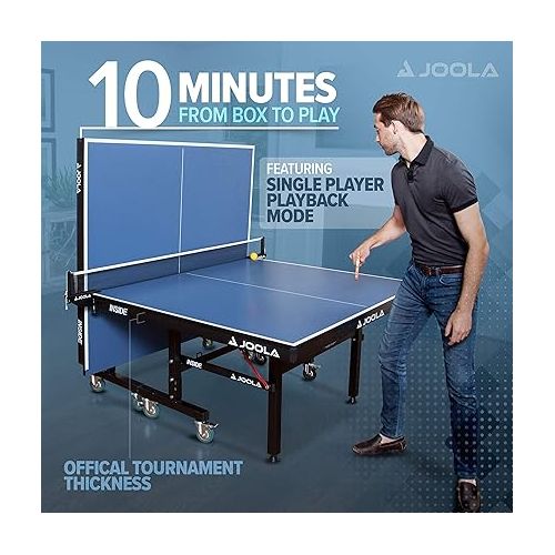  JOOLA Professional Table Tennis Table with Quick Clamp Ping Pong Net and Post Set - 10 Minute Easy Assembly - Foldable Ping Pong Table with Single Player Playback Mode