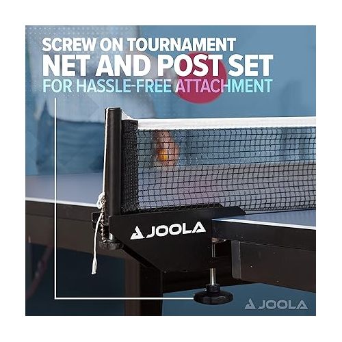  JOOLA Professional Table Tennis Table with Quick Clamp Ping Pong Net and Post Set - 10 Minute Easy Assembly - Foldable Ping Pong Table with Single Player Playback Mode