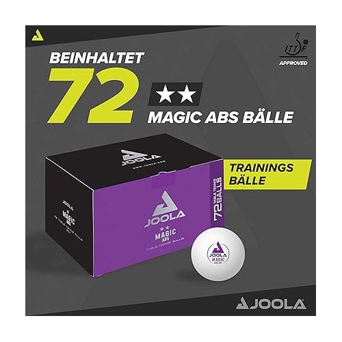  JOOLA Magic ABS 2-Star Training Table Tennis Balls, White (44216)