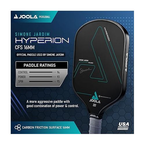  JOOLA Simone Jardim Hyperion CFS Pickleball Paddle - USAPA Approved for Tournament Play - Carbon Fiber Pickleball Racket - Available in 16mm and Swift