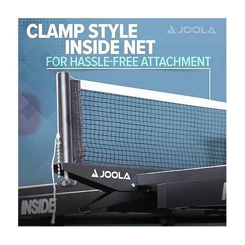  JOOLA Inside - Professional MDF Indoor Table Tennis Table with Quick Clamp Ping Pong Net and Post Set - 10 Minute Easy Assembly - Ping Pong Table with Single Player Playback Mode