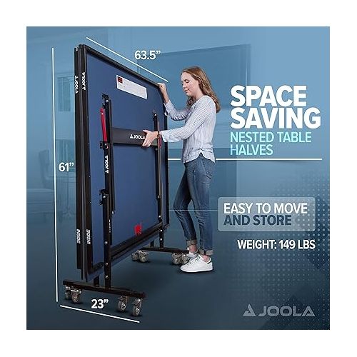  JOOLA Inside - Professional MDF Indoor Table Tennis Table with Quick Clamp Ping Pong Net and Post Set - 10 Minute Easy Assembly - Ping Pong Table with Single Player Playback Mode