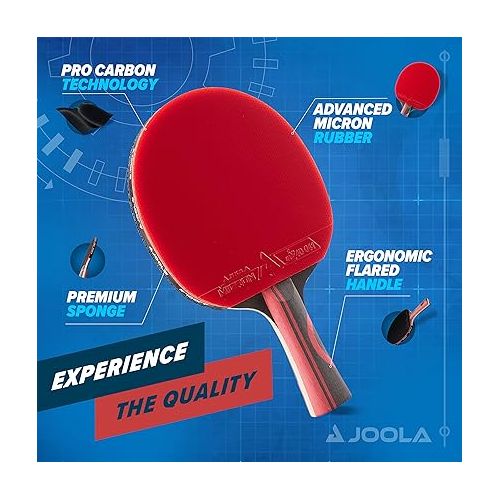  JOOLA Infinity Edge - Tournament Performance Ping Pong Paddle w/ Pro Carbon Technology - Black Rubber on Both Sides - Competition Ready - Table Tennis Racket for Advanced Training - Designed for Speed