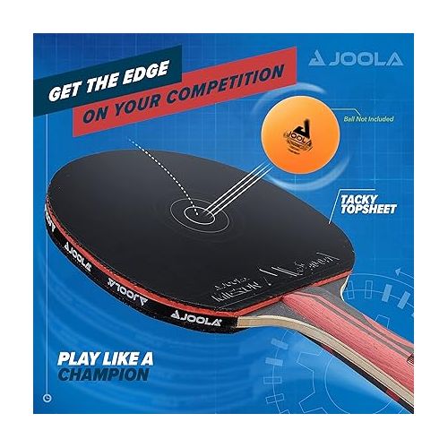  JOOLA Infinity Edge - Tournament Performance Ping Pong Paddle w/ Pro Carbon Technology - Black Rubber on Both Sides - Competition Ready - Table Tennis Racket for Advanced Training - Designed for Speed