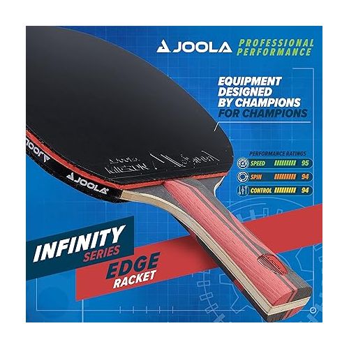  JOOLA Infinity Edge - Tournament Performance Ping Pong Paddle w/ Pro Carbon Technology - Black Rubber on Both Sides - Competition Ready - Table Tennis Racket for Advanced Training - Designed for Speed