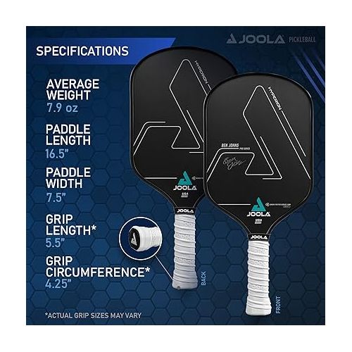  JOOLA Ben Johns Hyperion CFS Swift Pickleball Paddle - USAPA Approved for Tournament Play - Carbon Fiber Pickle Ball Racket - Maximum Speed with High Grit & Spin