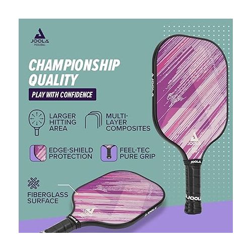  JOOLA Journey Pickleball Paddle - Fiberglass Graphite Surface for More Power - Lightweight Pickleball Paddle w/Increased Control - Multiple Colors & Designs - USAPA Approved