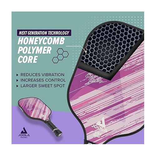  JOOLA Journey Pickleball Paddle - Fiberglass Graphite Surface for More Power - Lightweight Pickleball Paddle w/Increased Control - Multiple Colors & Designs - USAPA Approved