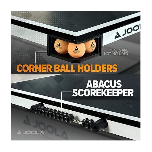  JOOLA Rally TL - Professional MDF Indoor Table Tennis Table w/Quick Clamp Ping Pong Net & Post Set - 10 Minute Easy Assembly - Corner Ball Holders - USATT Approved - Ping Pong Table w/Playback Mode