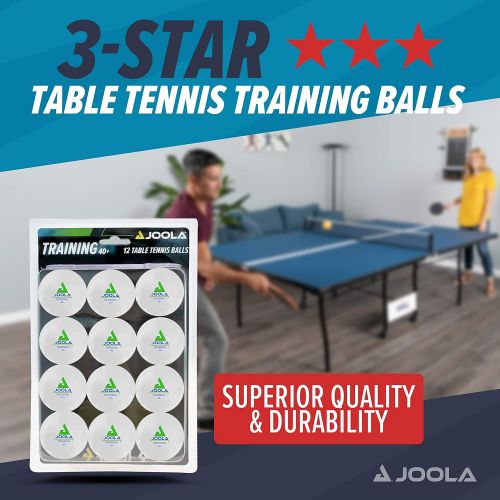  JOOLA Training 3 Star Table Tennis Balls 12, 60, or 120 Pack - 40+mm Regulation Bulk Ping Pong Balls for Competition and Recreational Play - Fun as a Cat Toy - Indoor and Outdoor C