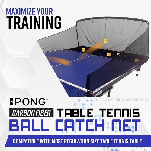  JOOLA iPong Carbon Fiber Table Tennis Ball Catch Net - Practice Net Attaches to Ping Pong Table for Ball Collection During Table Tennis Robot, Serve or Multi-Ball Training