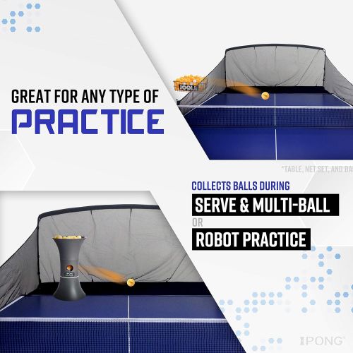  JOOLA iPong Carbon Fiber Table Tennis Ball Catch Net - Practice Net Attaches to Ping Pong Table for Ball Collection During Table Tennis Robot, Serve or Multi-Ball Training