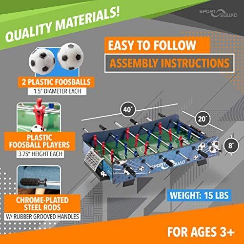  Sport Squad FX40 40 inch Table Top Foosball Table for Adults and Kids - Compact Mini Tabletop Soccer Game