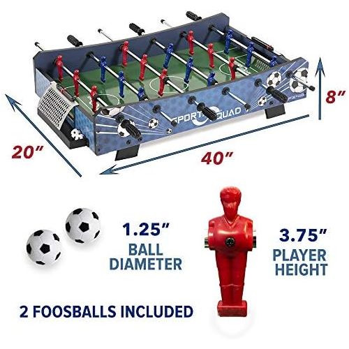  Sport Squad FX40 40 inch Table Top Foosball Table for Adults and Kids - Compact Mini Tabletop Soccer Game