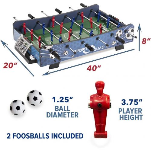  Sport Squad FX40 40 inch Table Top Foosball Table for Adults and Kids - Compact Mini Tabletop Soccer Game