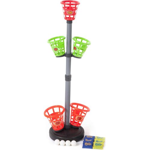  JOOLA Sport Squad Precision Basket Tower Toss - Bean Bag Toss Game for Adults and Kids - Indoor or Outdoor Use - Throw the Included Bean Bags and Ping Pong Balls into Bucket Targets to S