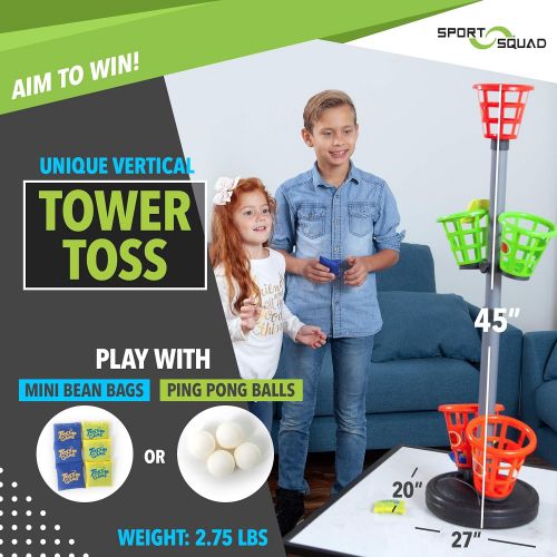 JOOLA Sport Squad Precision Basket Tower Toss - Bean Bag Toss Game for Adults and Kids - Indoor or Outdoor Use - Throw the Included Bean Bags and Ping Pong Balls into Bucket Targets to S