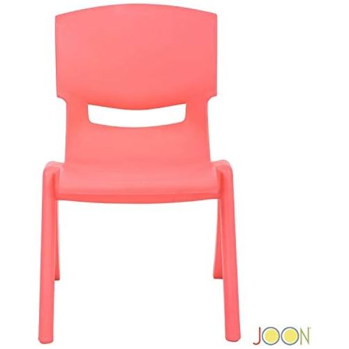  [아마존베스트]JOON Stackable Plastic Kids Learning Chairs, 20.8x12.5 Inches, The Perfect Chair for Playrooms, Schools, Daycares and Home (Coral)